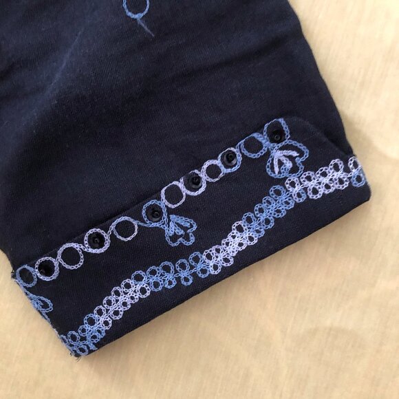 Linen Ink Blue Embellished Suit Shirt - Picture 11 of 13